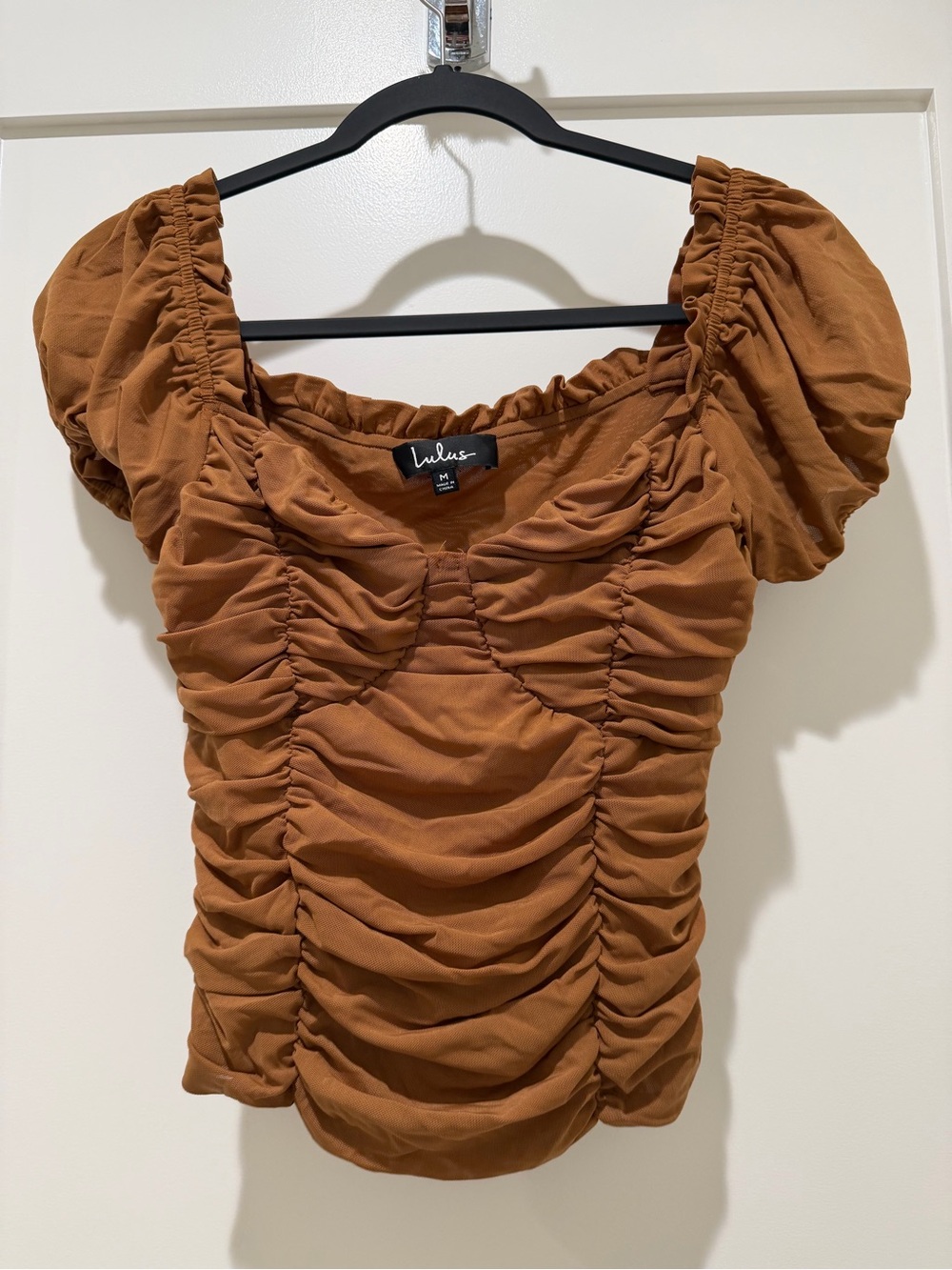 Lulu's Rust Ruched Sweetheart Top - Picture 2 of 7